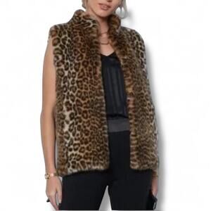90s Y2K VTG Designers Originals leopard faux fur vest